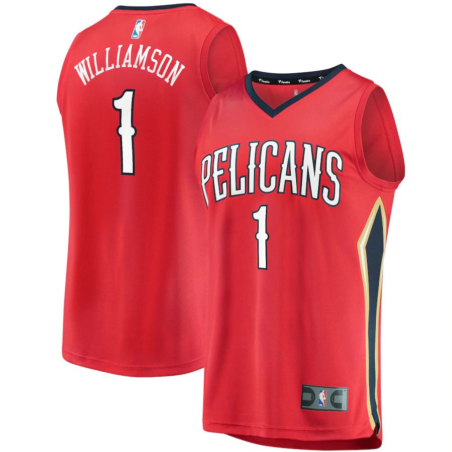 Men New Orleans Pelicans #1 Zion Williamson Fanatics Branded Red Statement Edition Replica Fast Break NBA Jersey